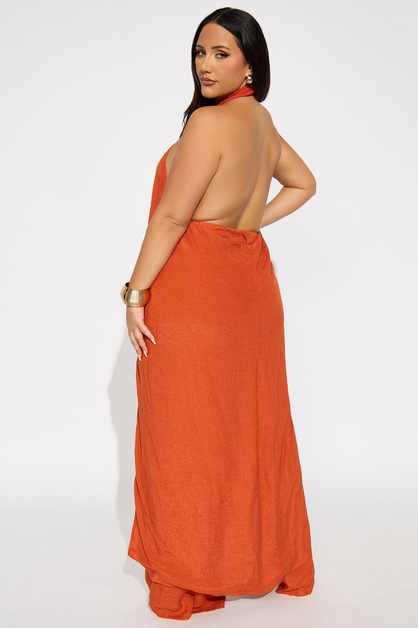 Angelic Vibes Linen Pant Set - Rust Female Product Image