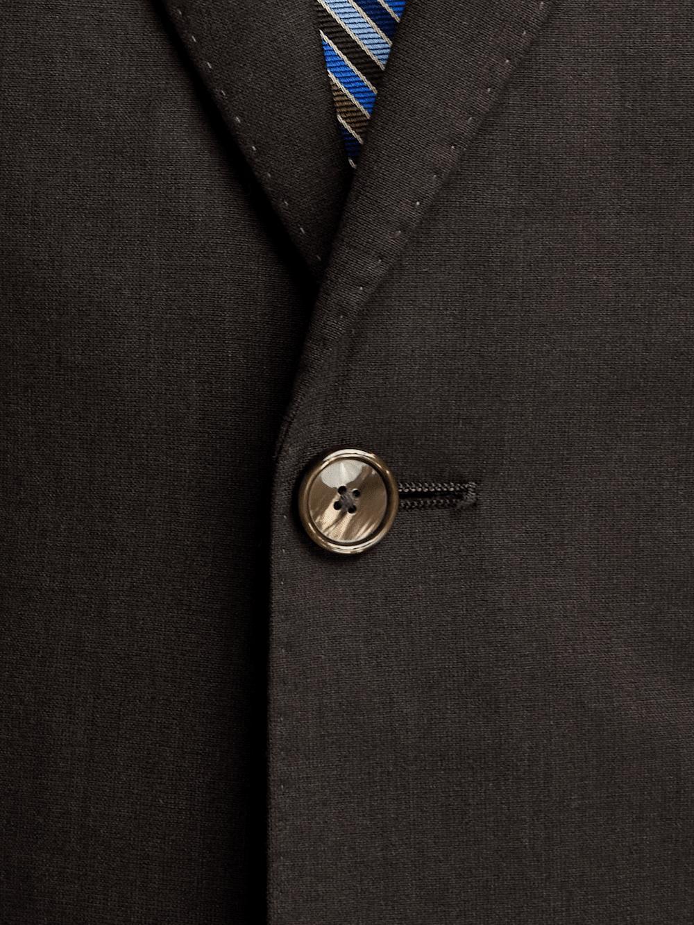 Wool Stretch Bengaline Single Breasted Peak Lapel Suit - Dark Brown Product Image