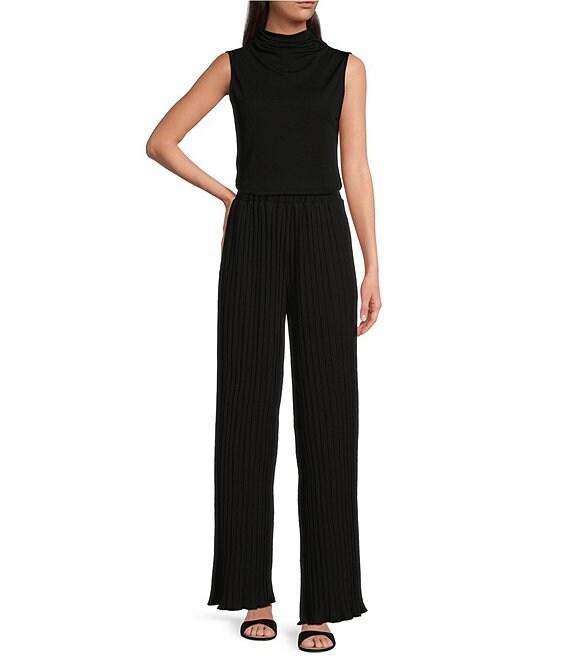 Donna Karan Stretch Draped Mock Neckline Sleeveless Top Product Image