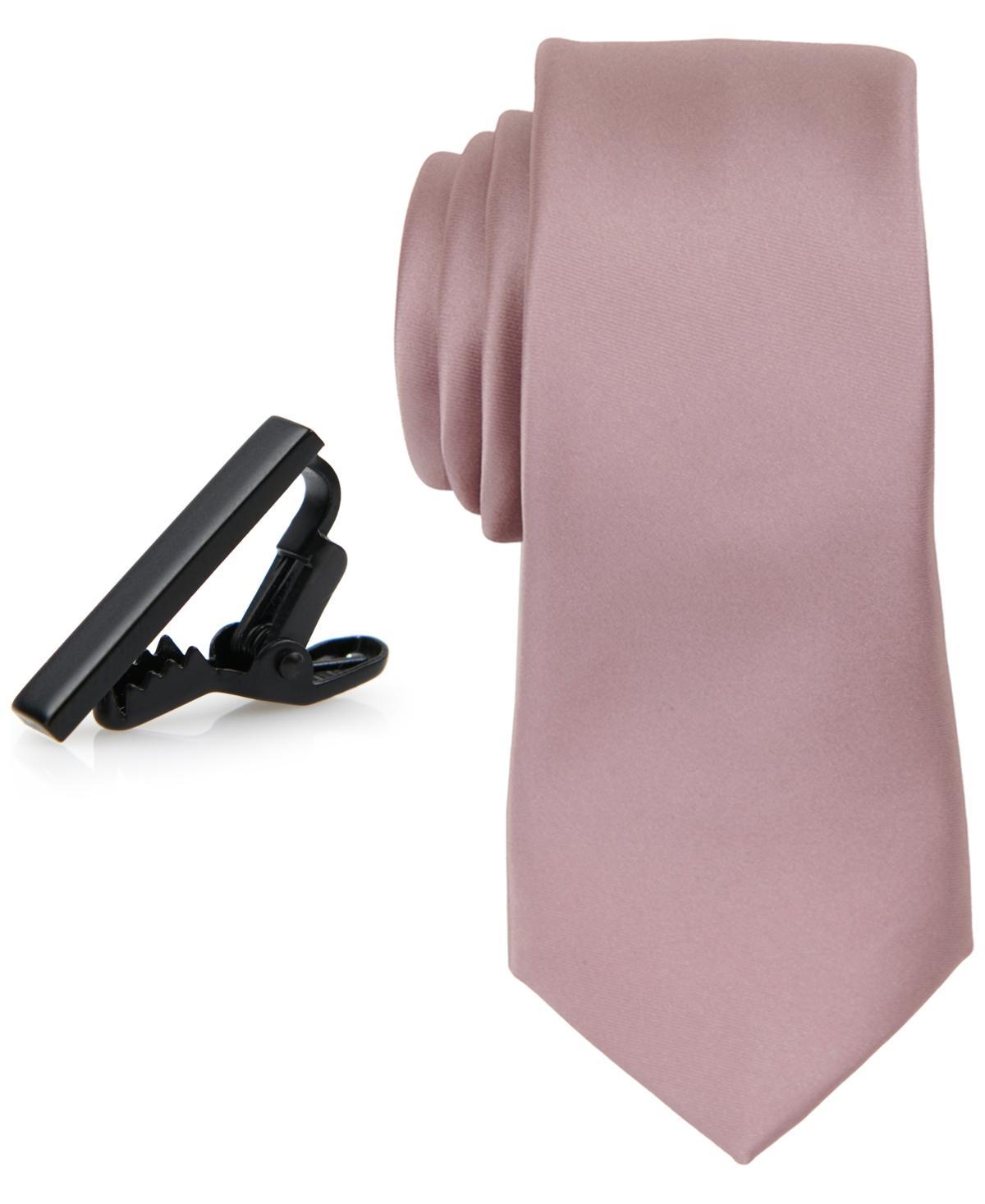 ConStruct Mens Solid Tie & 1 Tie Bar Set Product Image