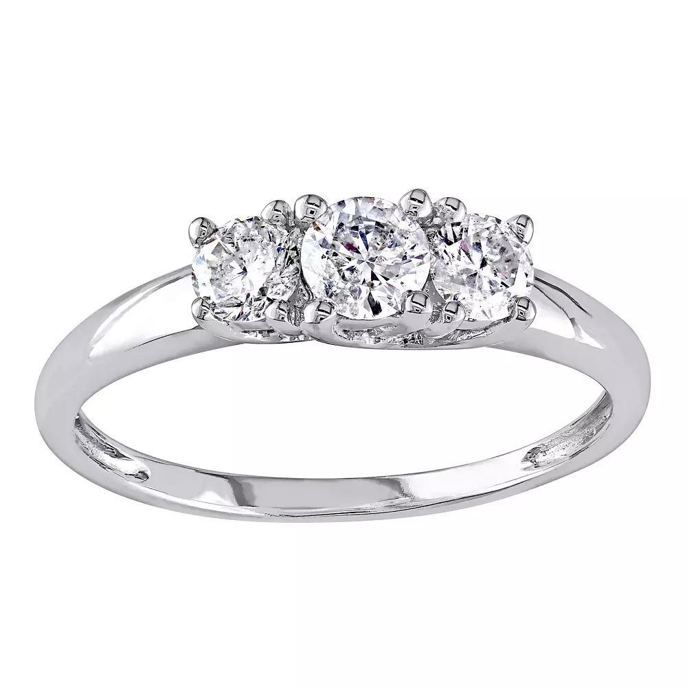 Stella Grace 14k White Gold 1/2 Carat T.W Diamond 3-Stone Engagement Ring, Women's, Size: 5 Product Image