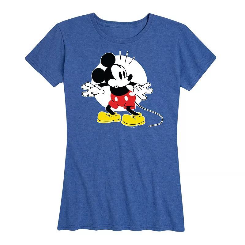 Disneys Mickey Mouse Womens Surprised Graphic Tee Grey Gray Product Image