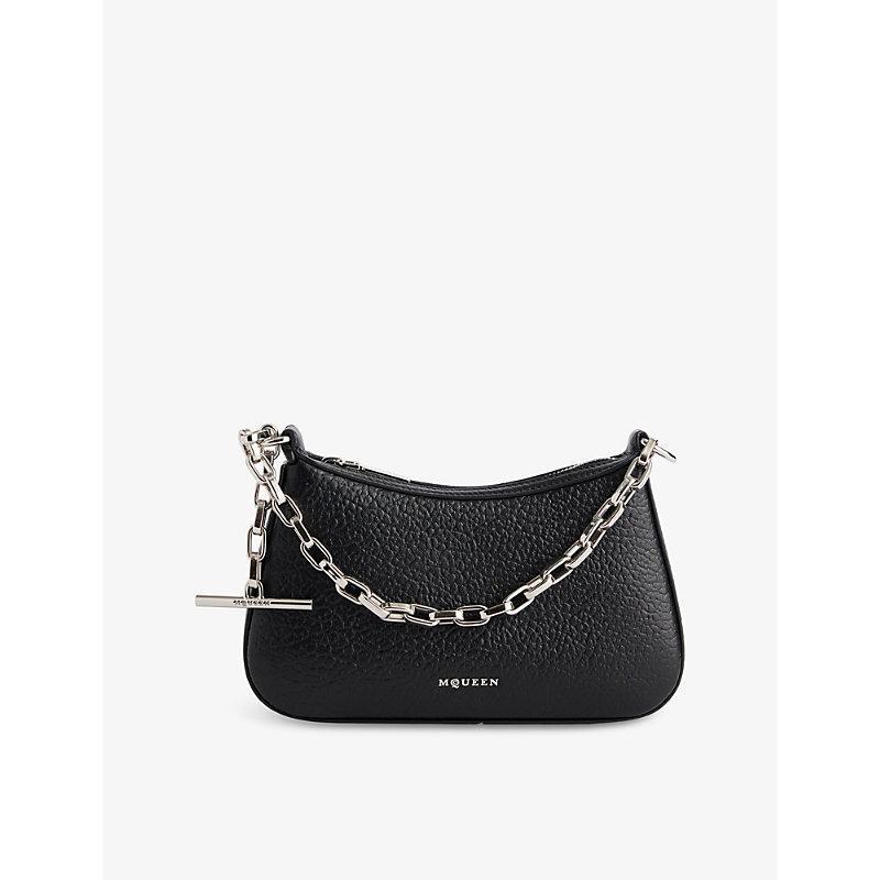 ALEXANDER MCQUEEN Womens  Crossbar Leather Mini Shoulder Bag In Black/silver Product Image