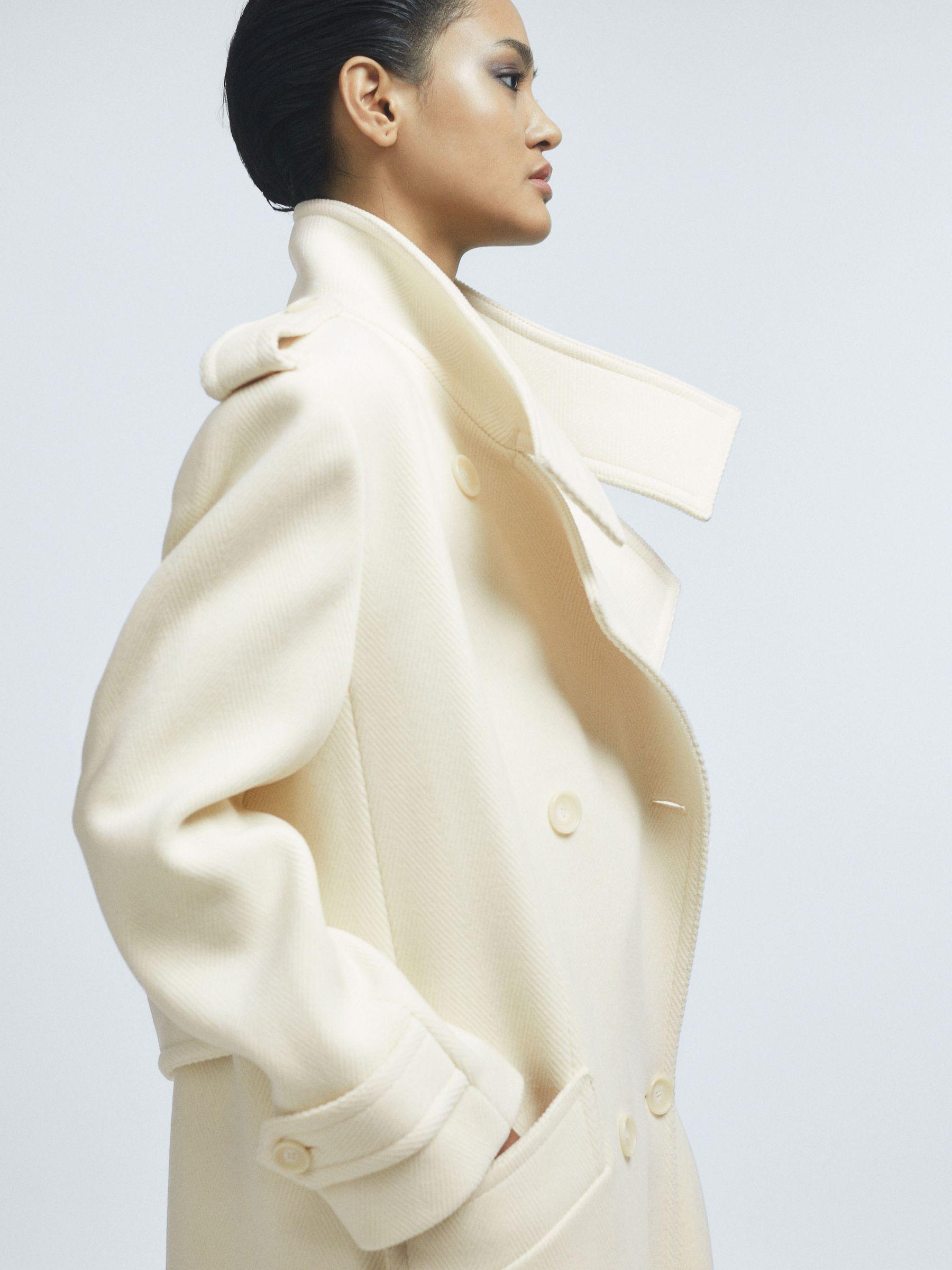 Atelier Oversized Wool Double Breasted Long Coat in Cream Product Image