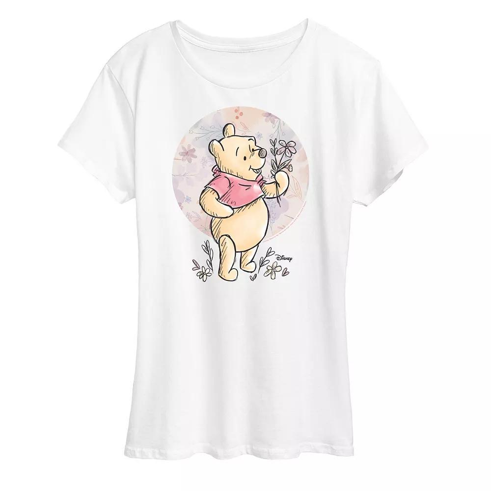 Disney's Winnie the Pooh Women's Floral Circle Pooh Graphic Tee,  Product Image