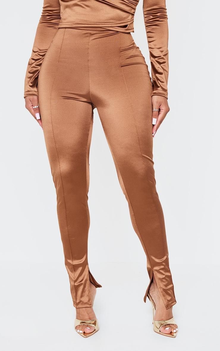 Shape Brown Disco Sculpt Pintuck Leggings Product Image