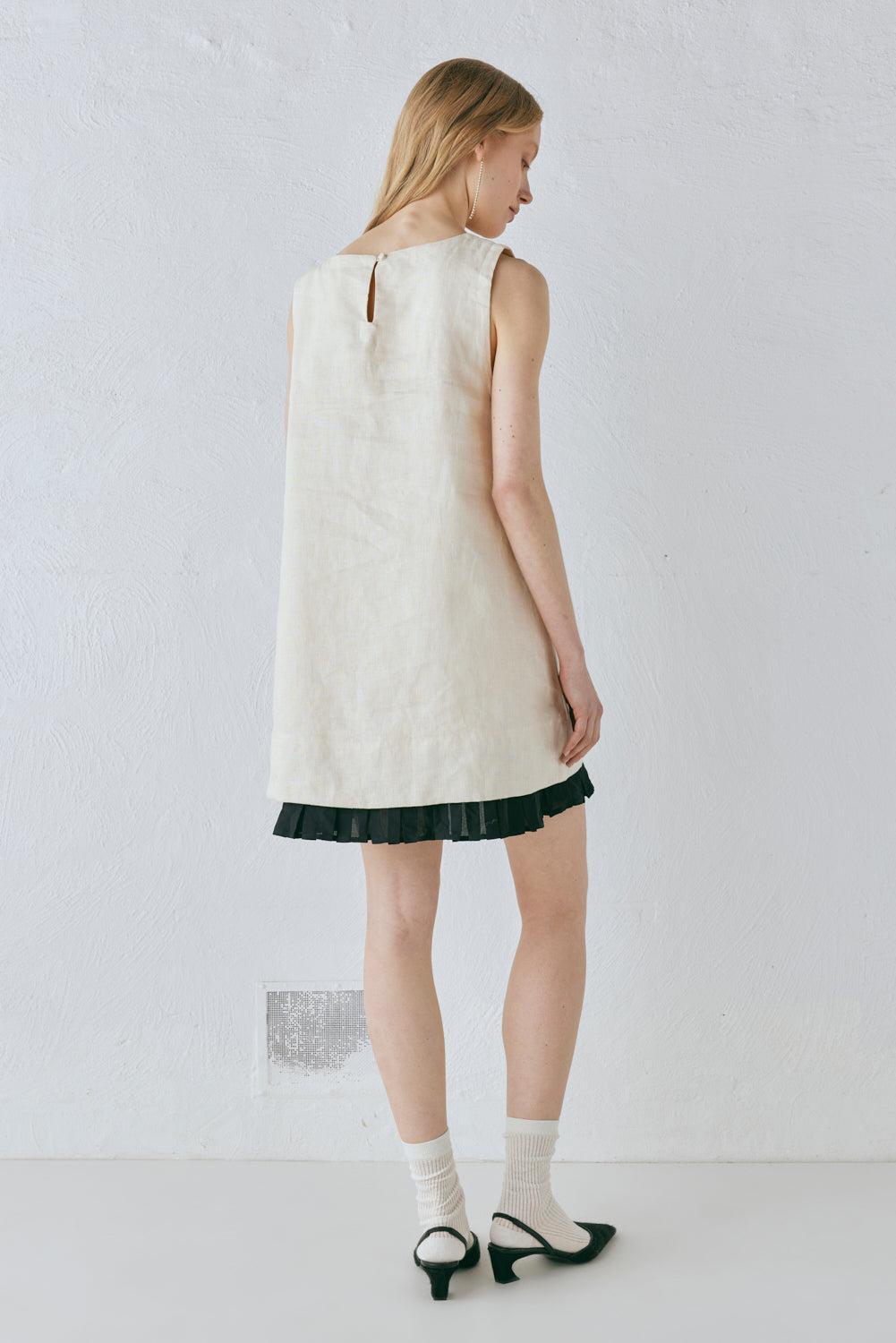 Musa Linen Mini Dress Cream Product Image