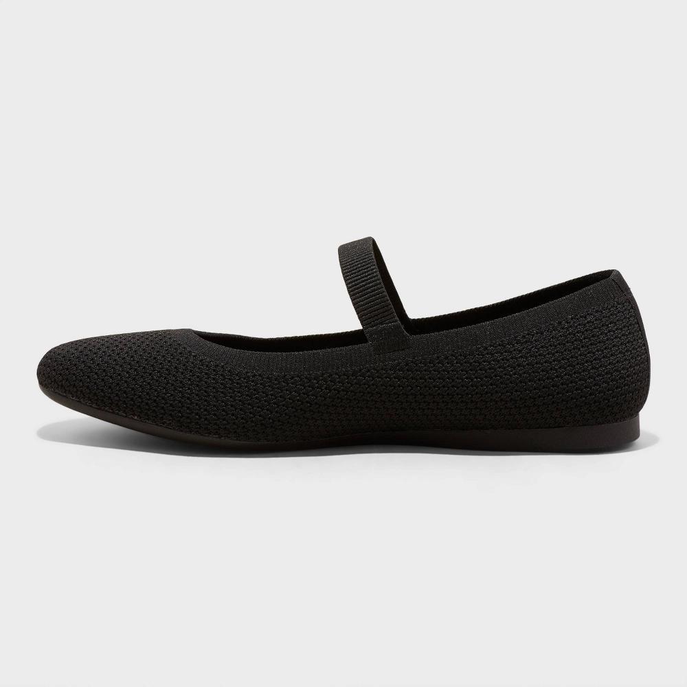 Womens Shiloh Knit Mary Jane Ballet Flats - A New Day Black 11 Product Image