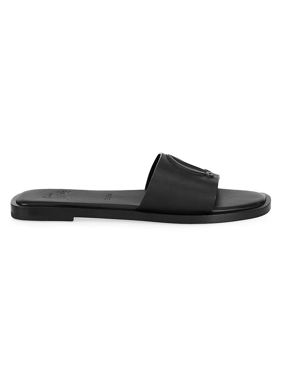 Leather Logo Red Sole Slide Sandals Product Image