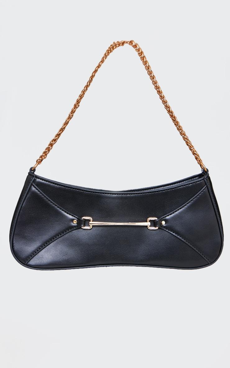 Black Pu Buckle Chain Strap Shoulder Bag Product Image