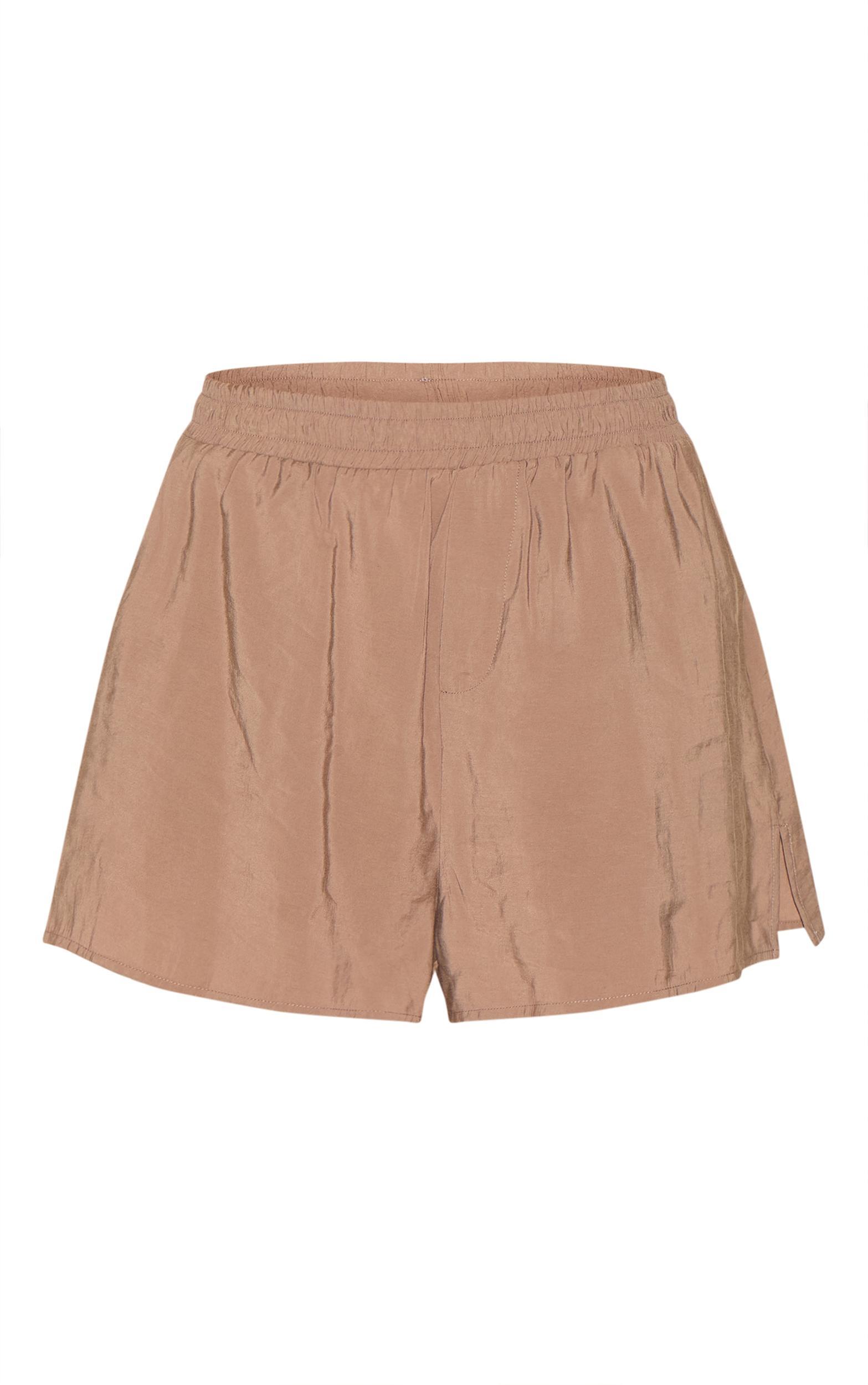  Mushroom Peached Woven Elasticated Waist Shorts Product Image