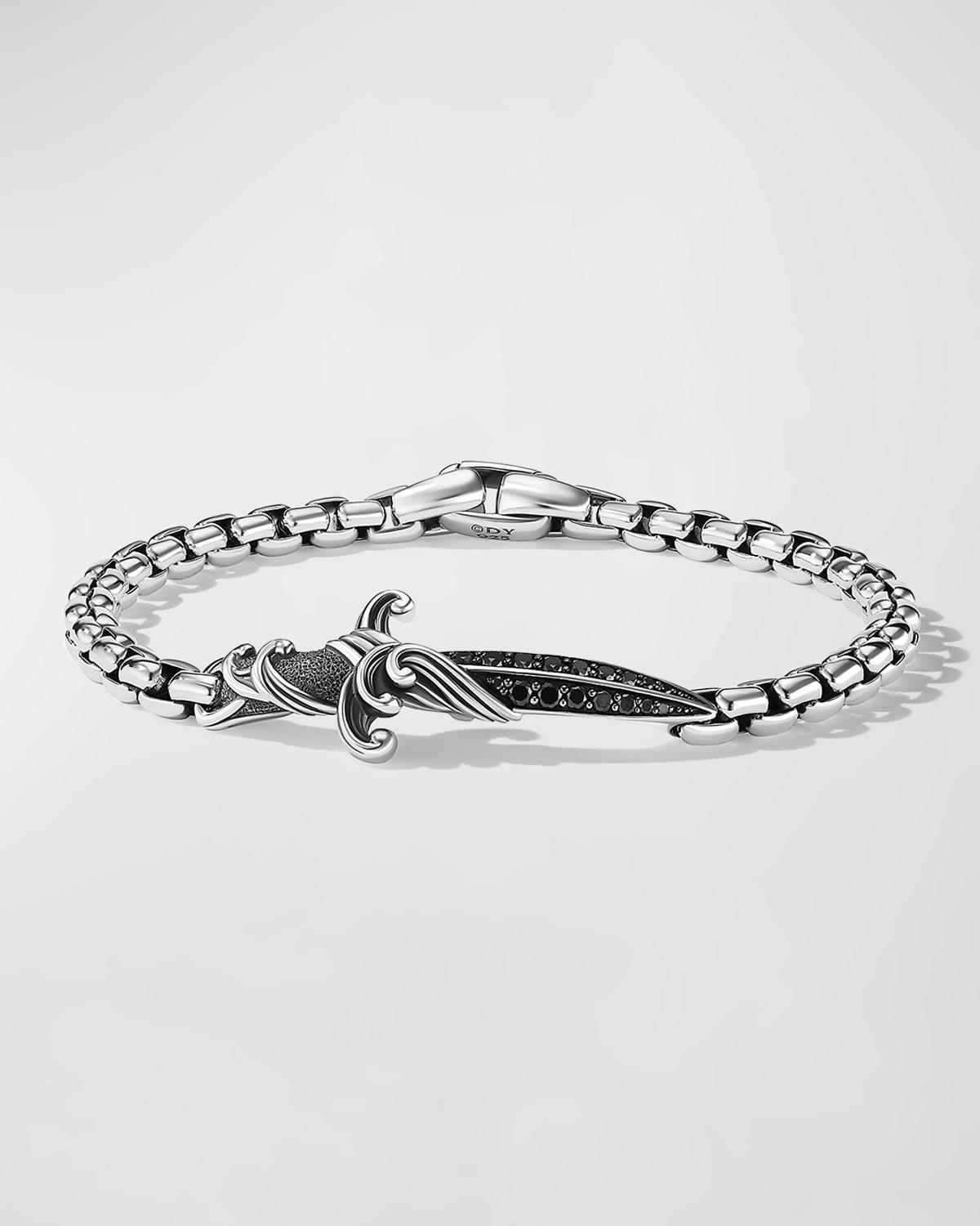 Mens Waves Dagger Bracelet with Pav Black Diamonds Product Image