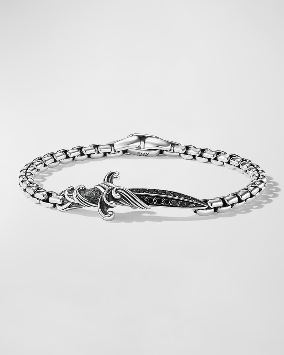 Mens Waves Dagger Bracelet with Pav Black Diamonds Product Image