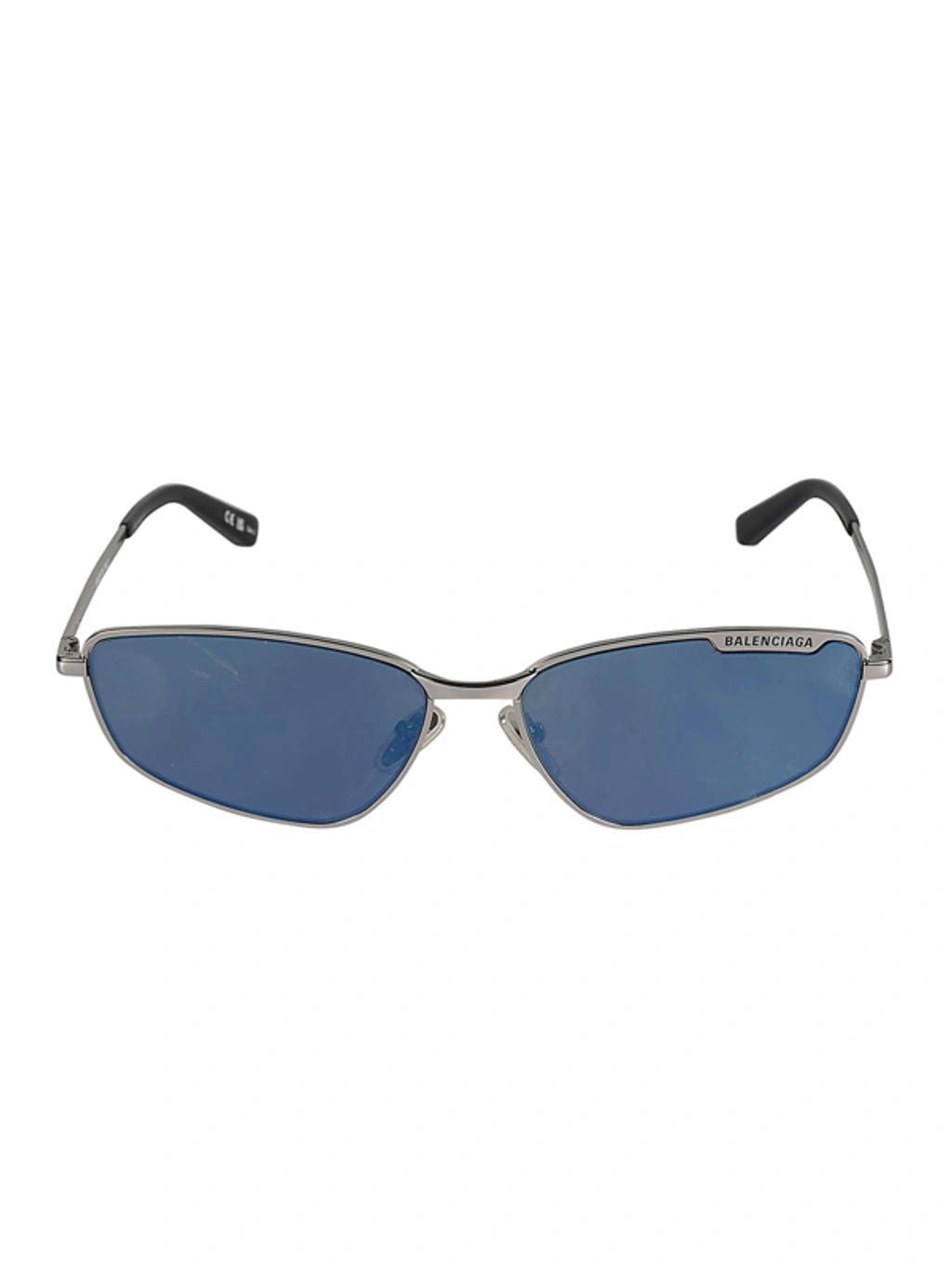 BALENCIAGA Engraved-logo Biker-style Sunglasses In Ruthenium Product Image