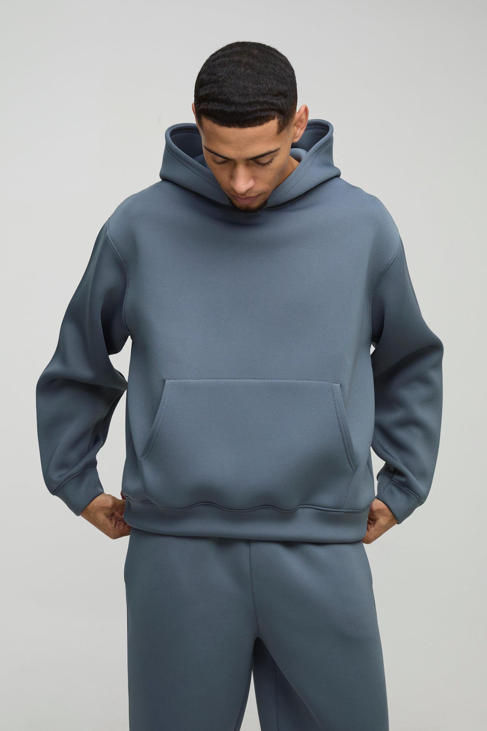 Oversized Boxy Bonded Scuba Split Hem Tracksuit | boohooMAN USA Product Image