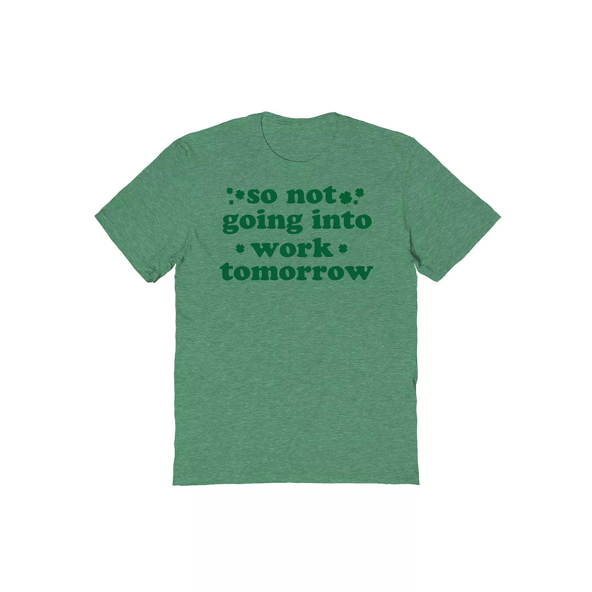 Mens St Patricks Day No Work Graphic Tee Grey Irish Green Product Image