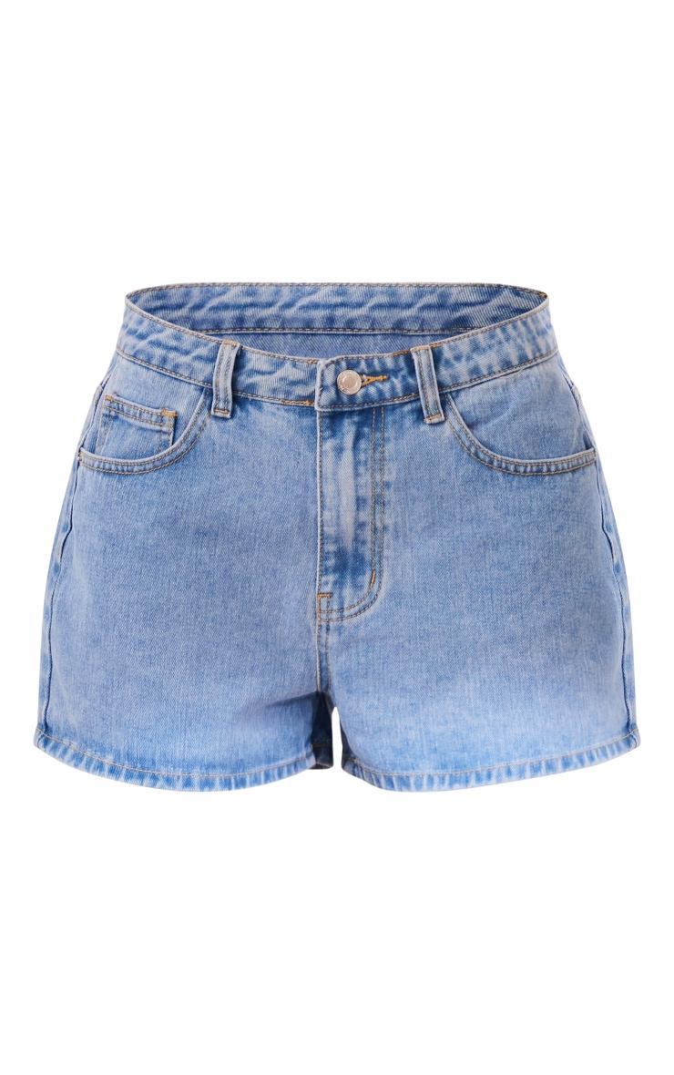 Light Blue Wash Loose Denim Mom Shorts Product Image