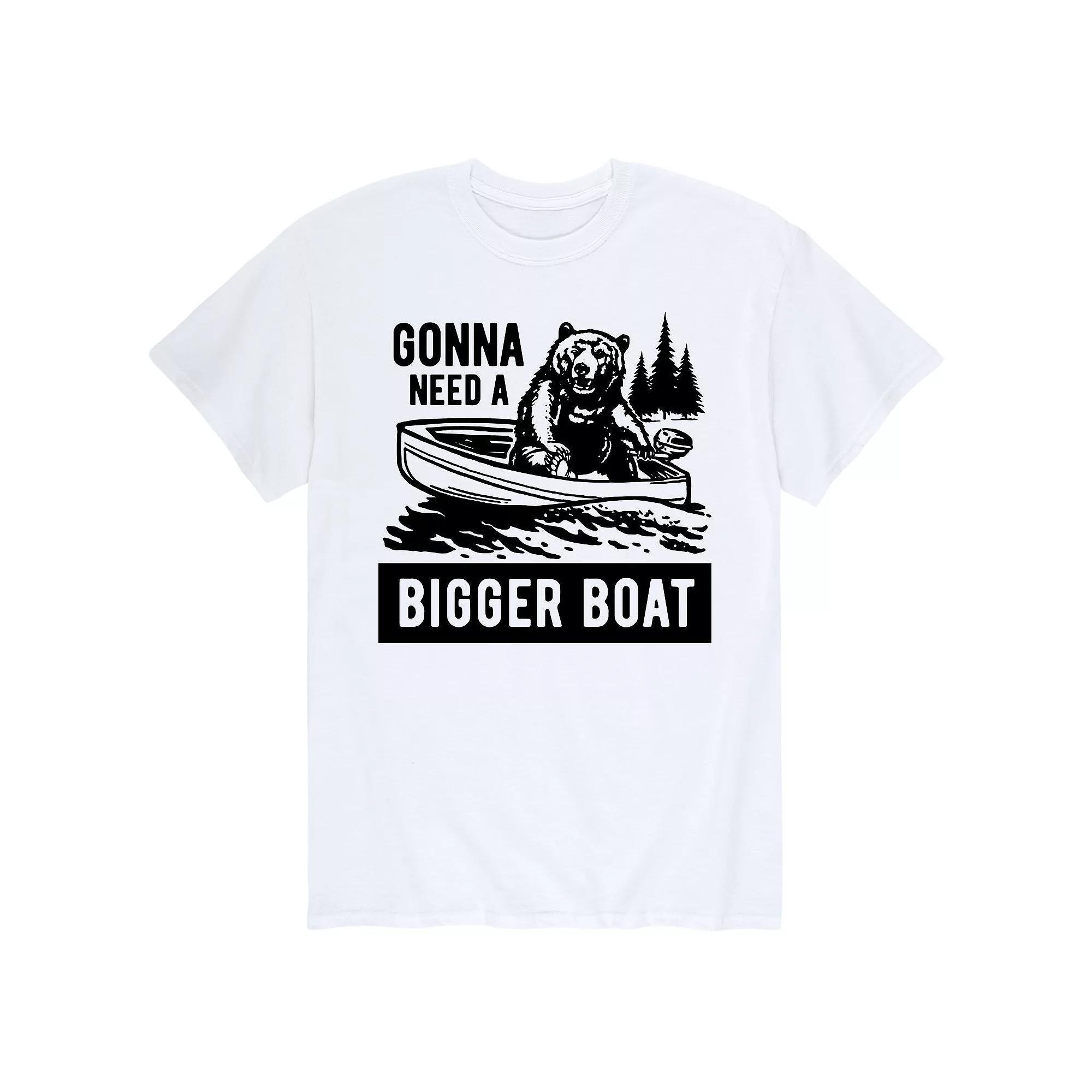 Men's "Gonna Need A Bigger Boat" Bear Tee, Size: Large, White Product Image