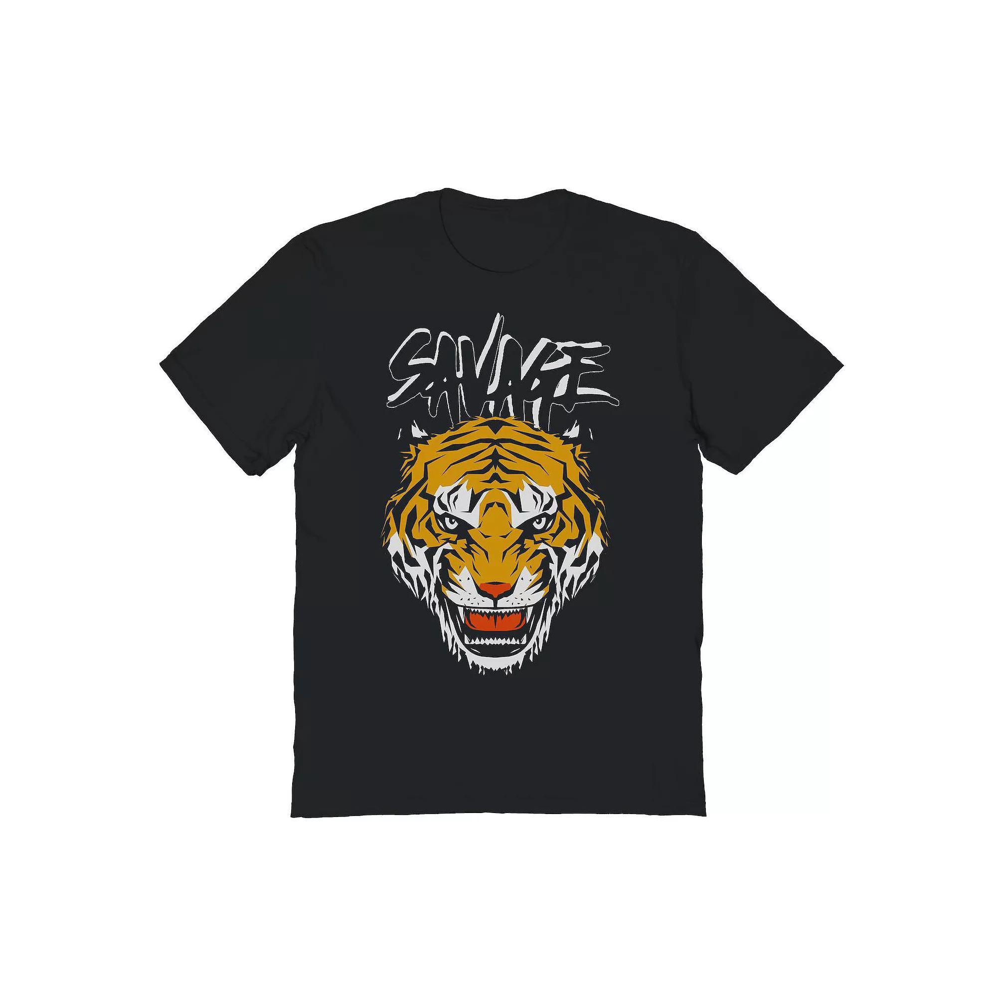 Men's Savage Growling Tiger Graphic Tee, Size: Small, Black Product Image