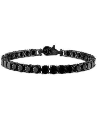 Esquire Mens Jewelry Black Spinel Tennis Bracelet Ruthenium-Plated Sterling Silver, Created for Macys - Black Product Image