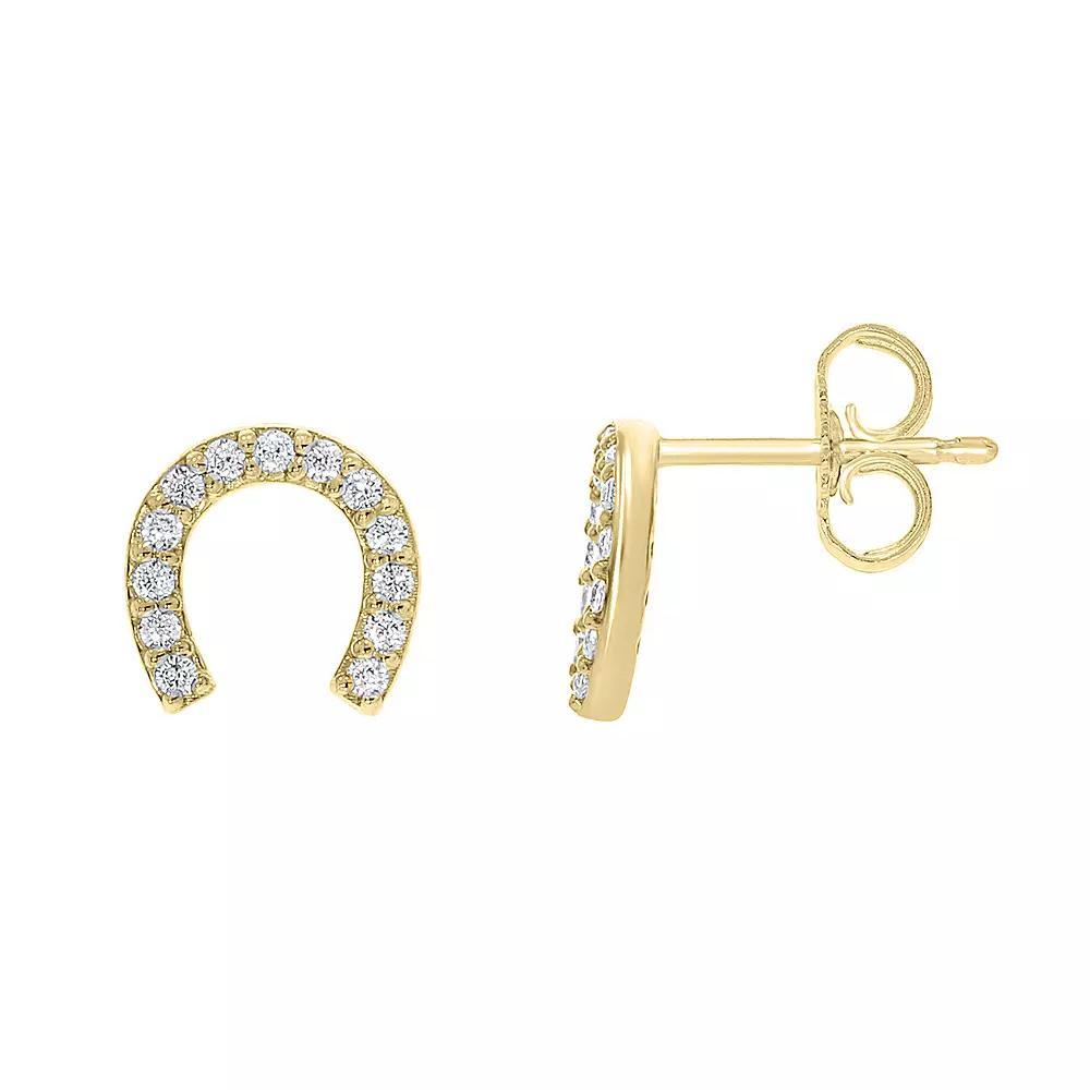 Sterling Silver 1/10 Carat T.W. Diamond Horseshoe Stud Earrings, Women's, Gold Tone Product Image
