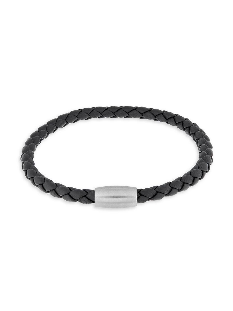 Mens Magnetic Woven Leather Bracelet Product Image