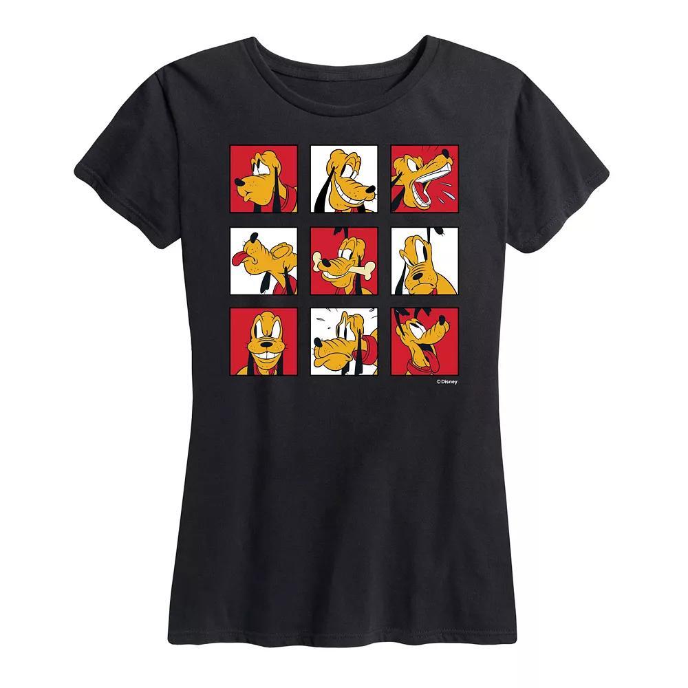 Disney's Pluto Women's Grid Graphic Tee, Size: Medium, Black Product Image