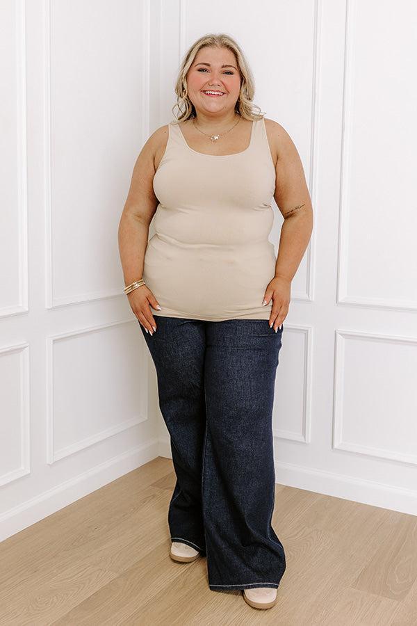 Easily Styled Seamless Tank in Beige Curves Product Image