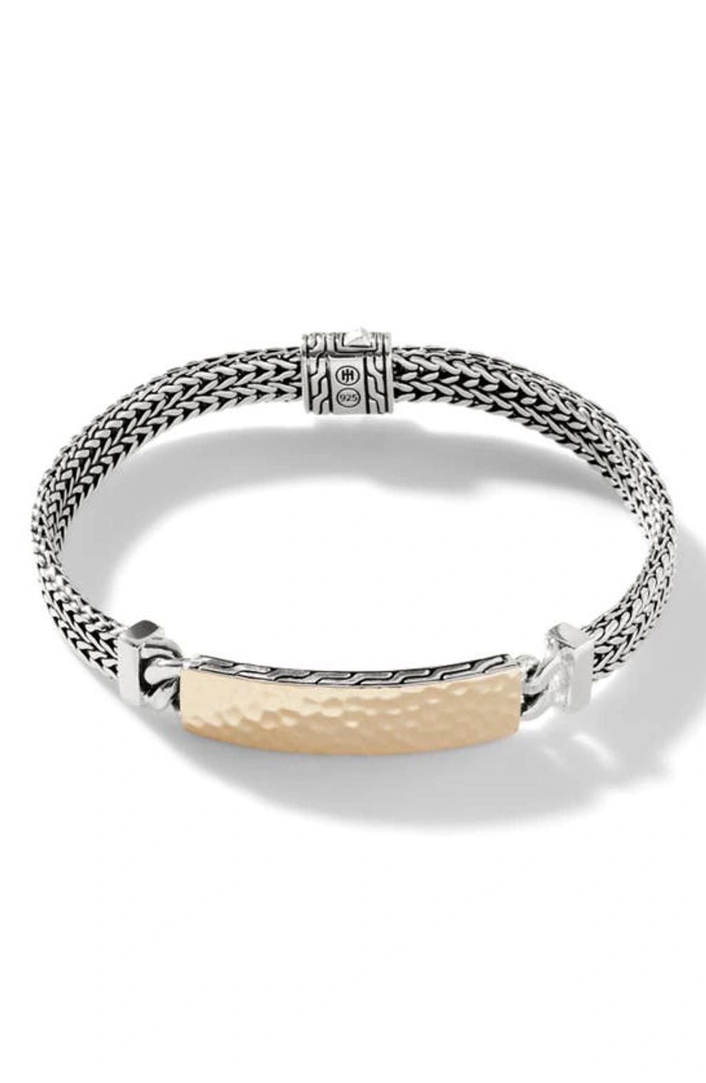 Mens Rata Station Sterling Silver & 18K Gold Chain Bracelet Product Image