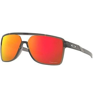 Oakley Mens Castel OO9147 63mm Mirrored Rectangle Sunglasses Product Image