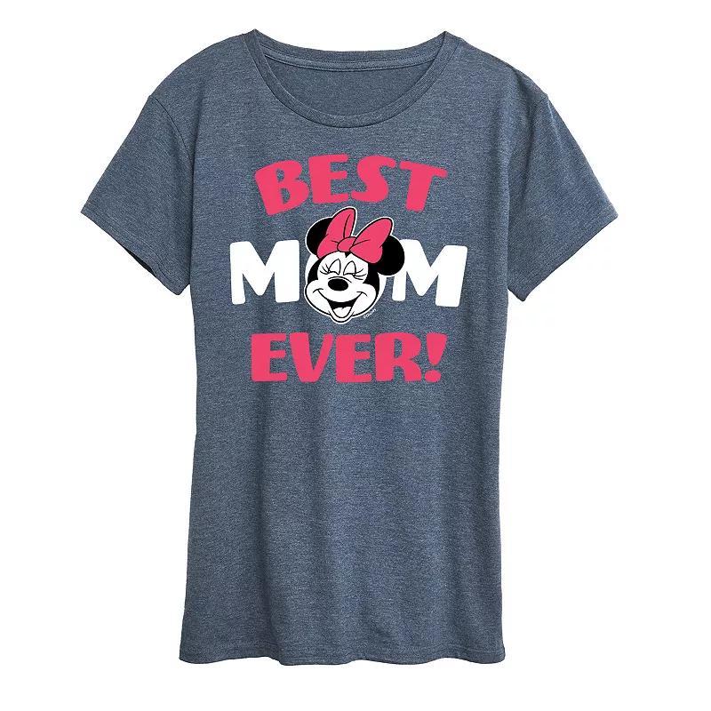 Disneys Minnie Mouse Womens Best Mom Graphic Tee Grey Green Product Image