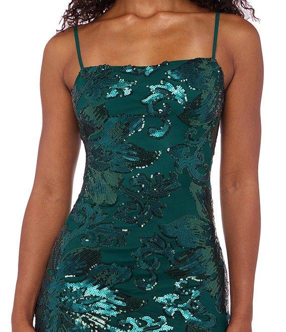 B. Darlin Sleeveless Floral Patterned Sequin Bodycon Dress Product Image