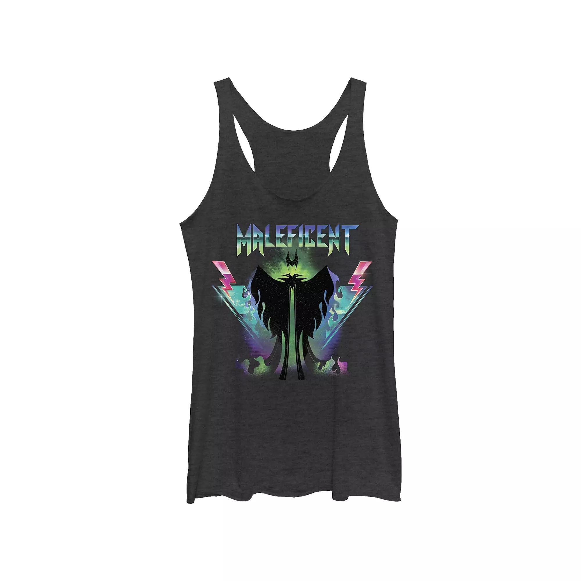 Disney Villains Sleeping Beauty Maleficent Rock Poster Juniors' Tri-Blend Racerback Tank Top, Girl's, Size: XXL, Black Grey Product Image