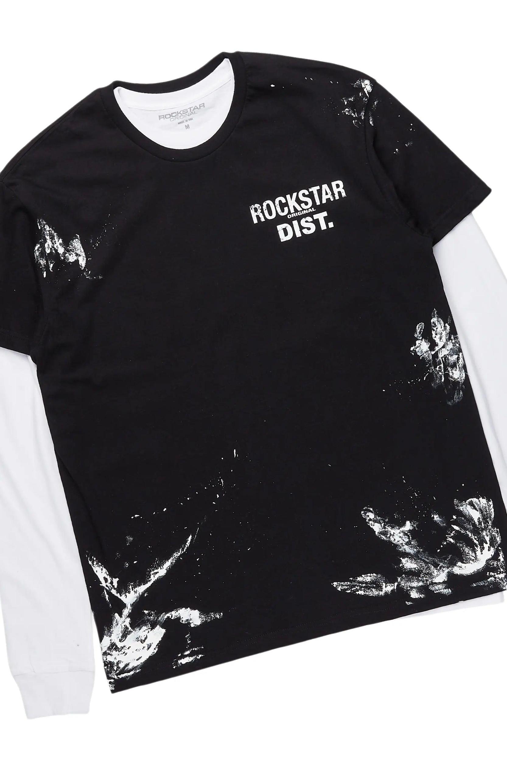 Allard Black/White Double Layer T-Shirt/Baggy Pant Set Male Product Image