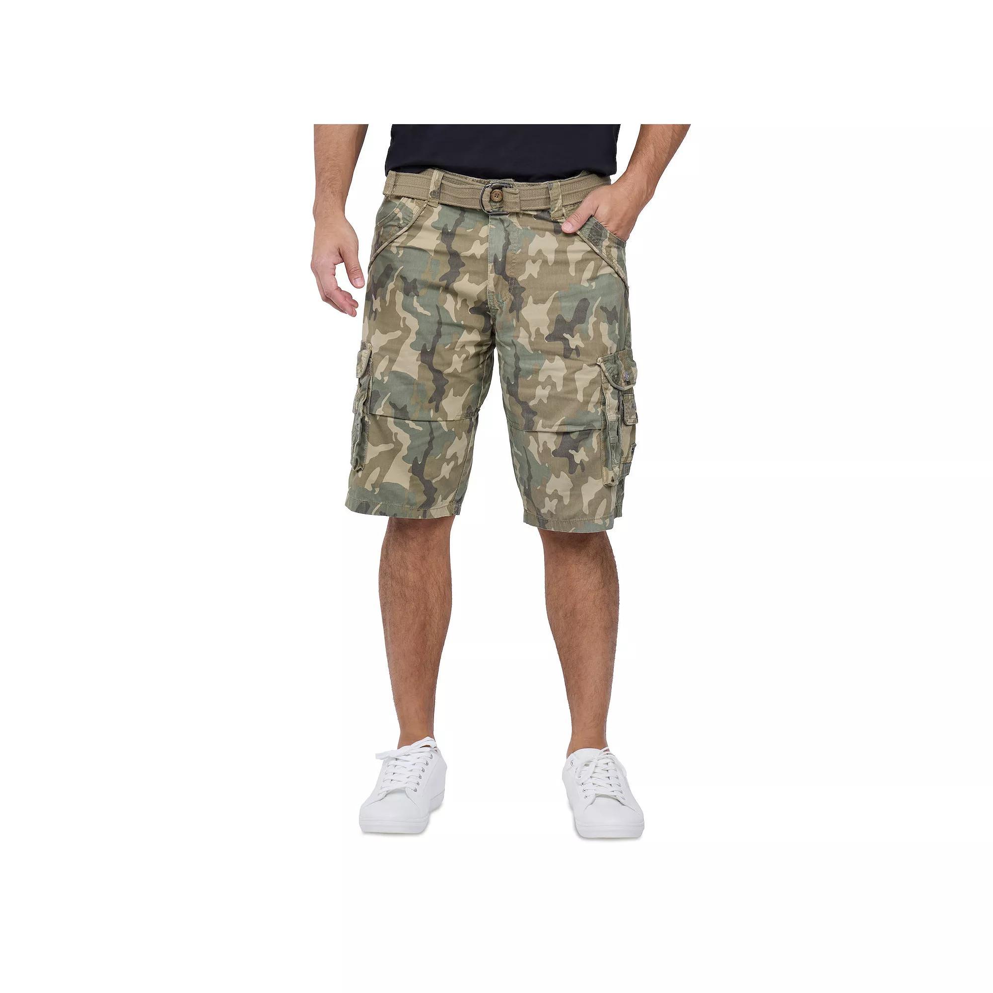 Mens Xray Belted Double-Pocket Bermuda Cargo Desert Green Product Image