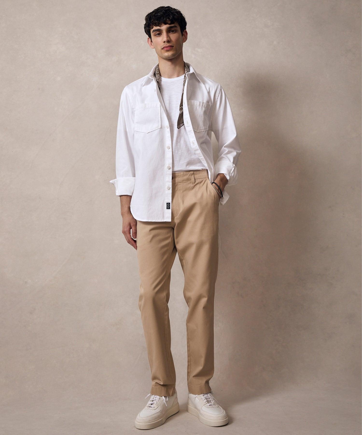Classic Fit Denim Overshirt in White Product Image
