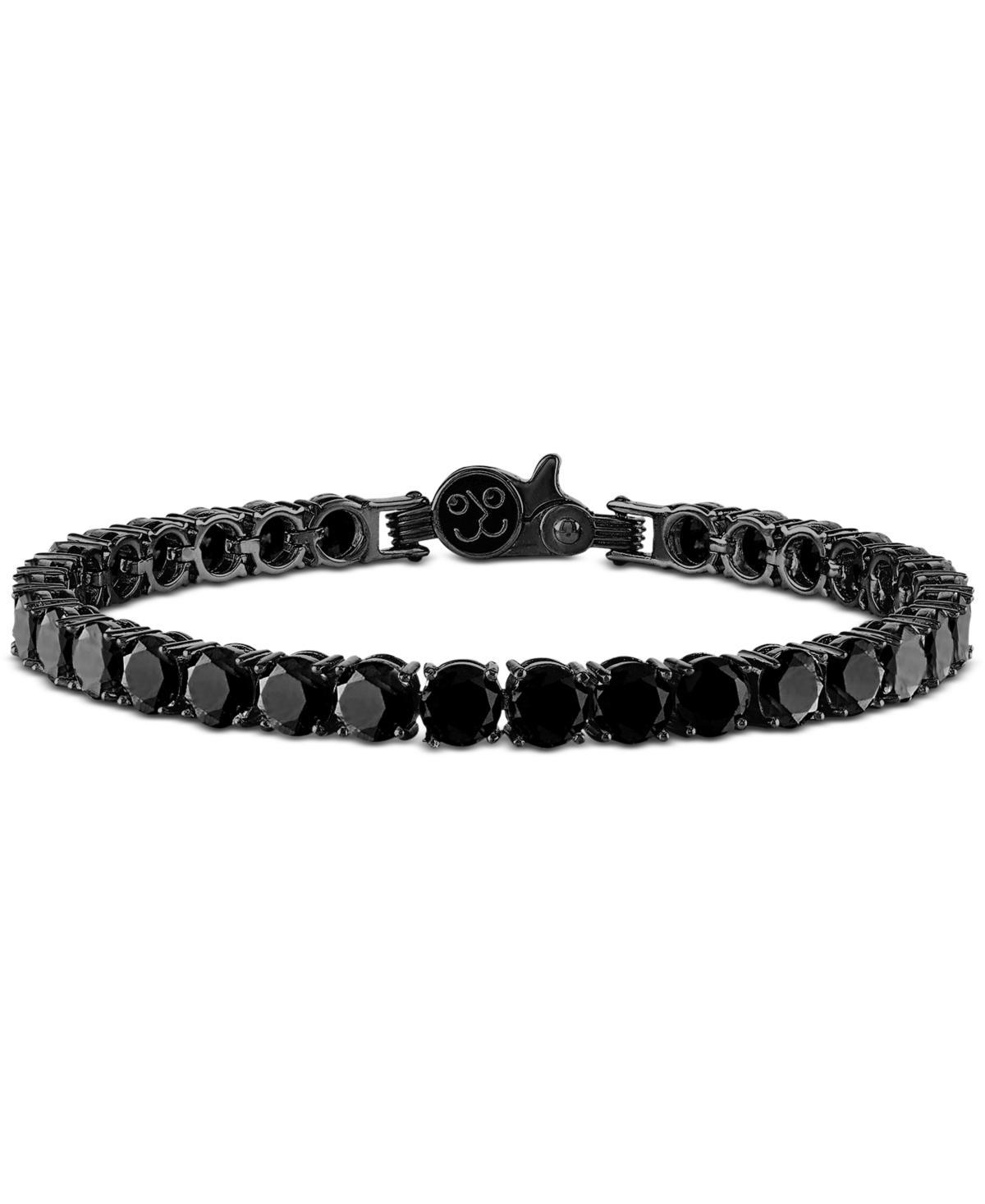 Esquire Mens Jewelry Black Spinel Tennis Bracelet Ruthenium-Plated Sterling Silver, Created for Macys - Black Product Image