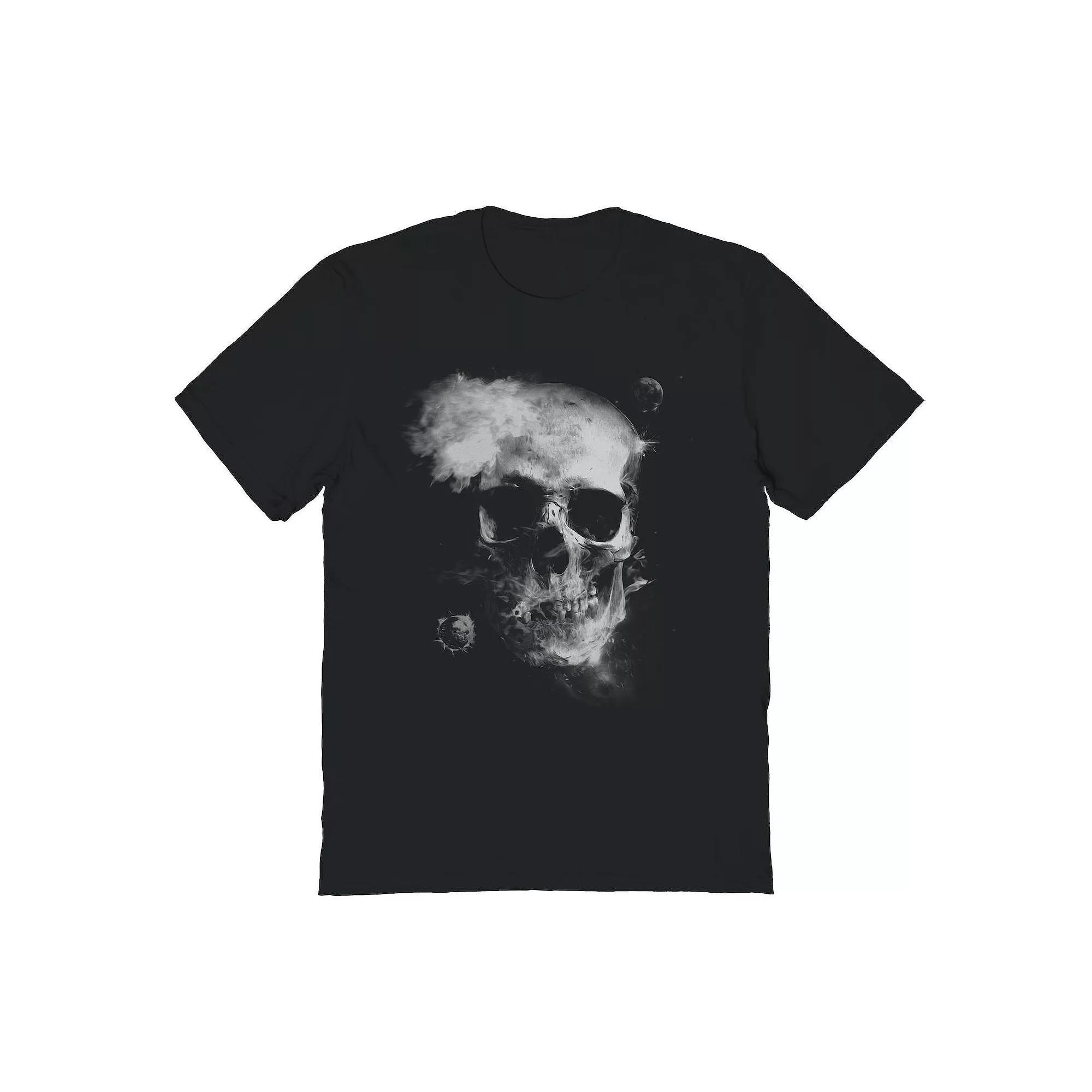 Men's Smoky Space Skull Graphic Tee, Size: XXL, Black Product Image