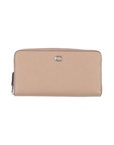 COACH Woman Wallet Beige Size - Leather In Neutral Product Image