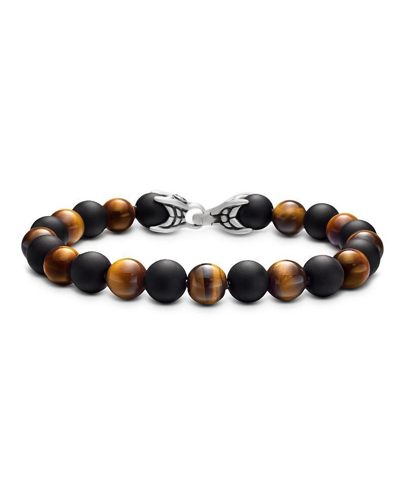 Mens Spiritual Beads Alternating Bracelet with Tigers Eye and Black Onyx Product Image