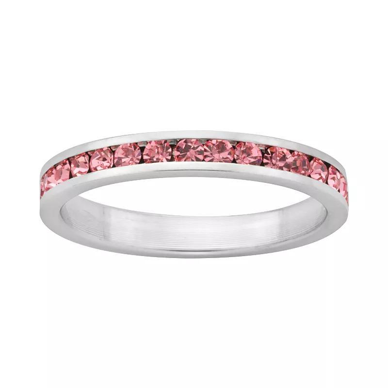 Sterling Silver Pink Crystal Eternity Ring, Womens Product Image