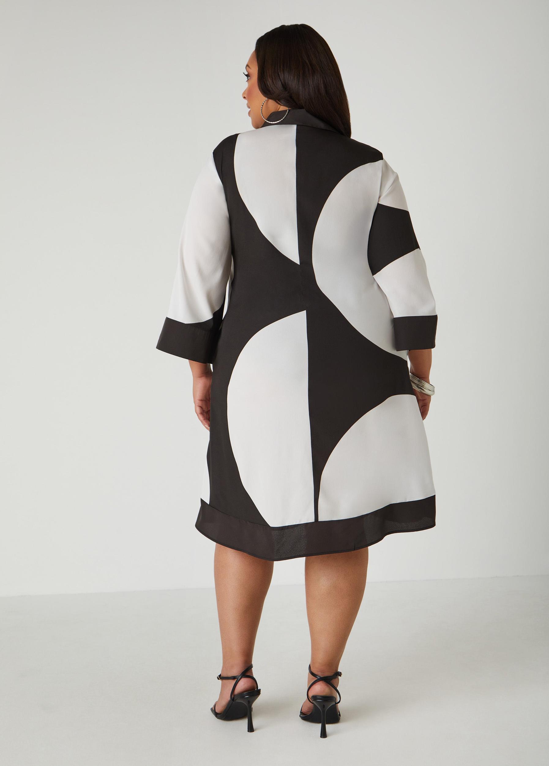 Buttoned Circle Print Shirtdress Product Image