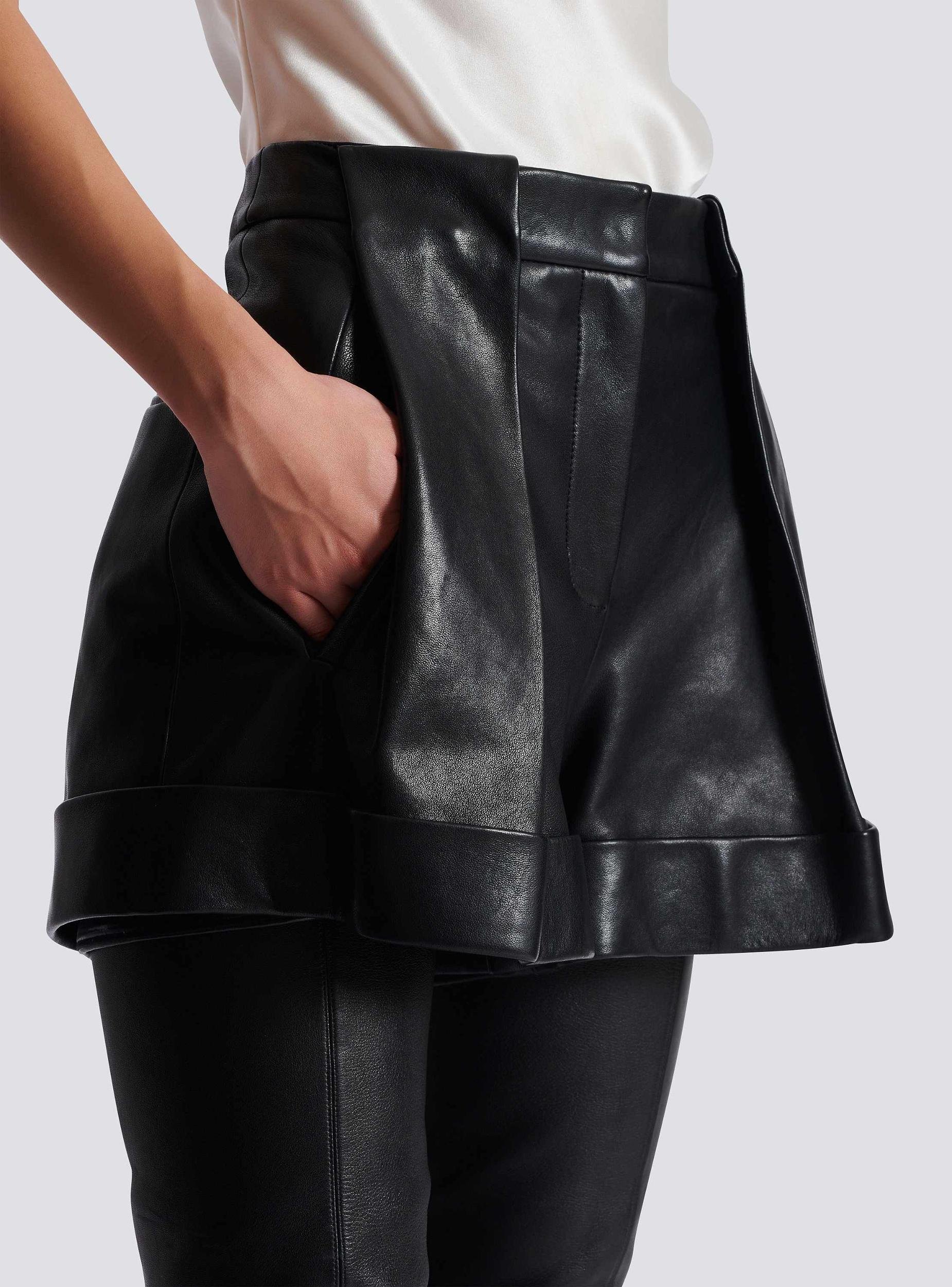Pleated lambskin shorts Product Image