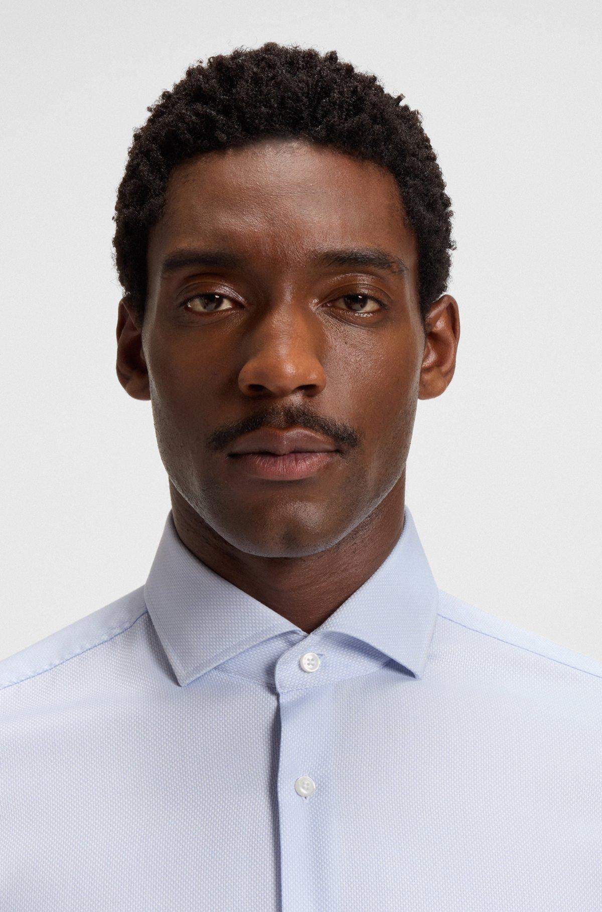 Slim-fit shirt in structured cotton Product Image