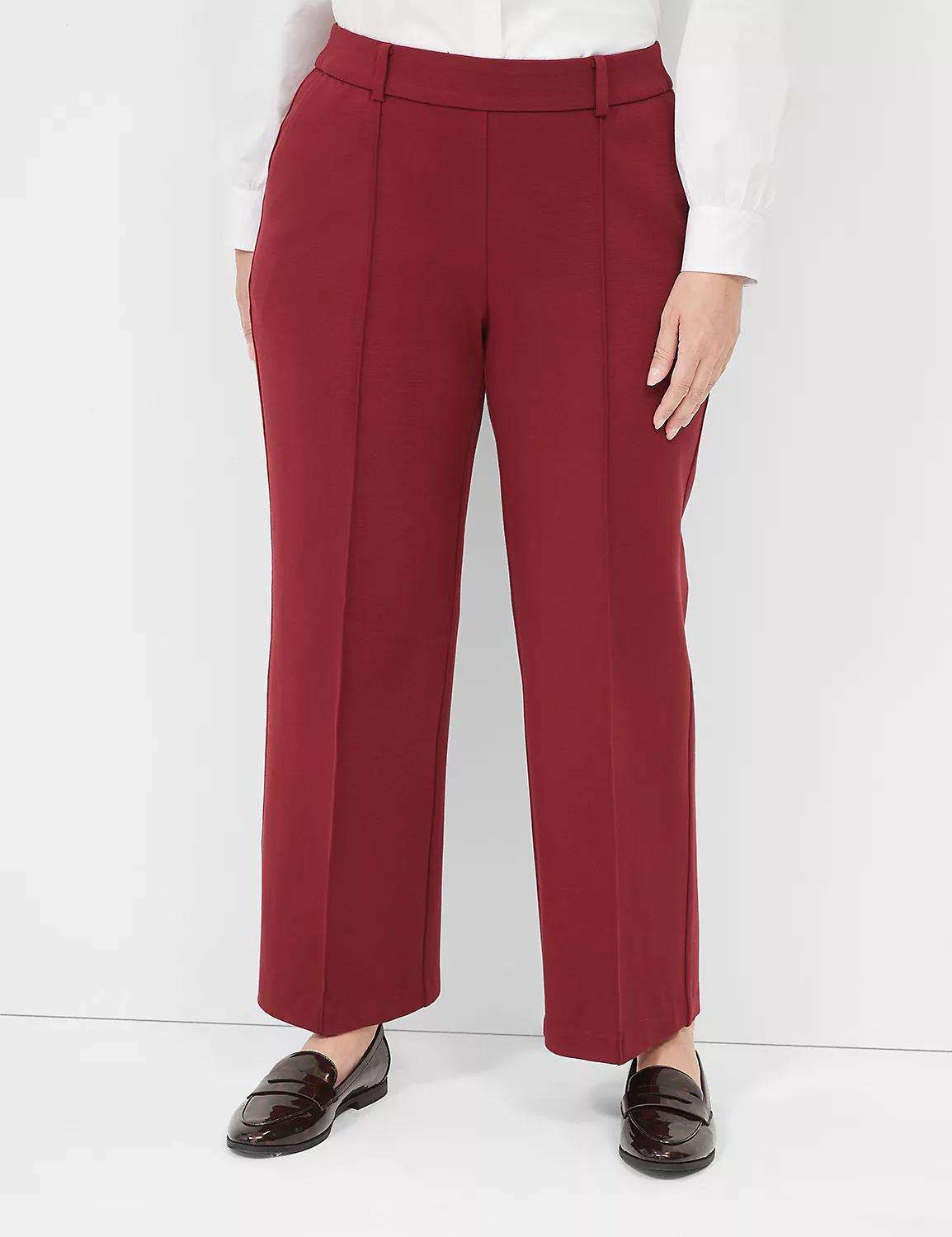 Pull-On Textured Ponte Straight Leg Pant Product Image