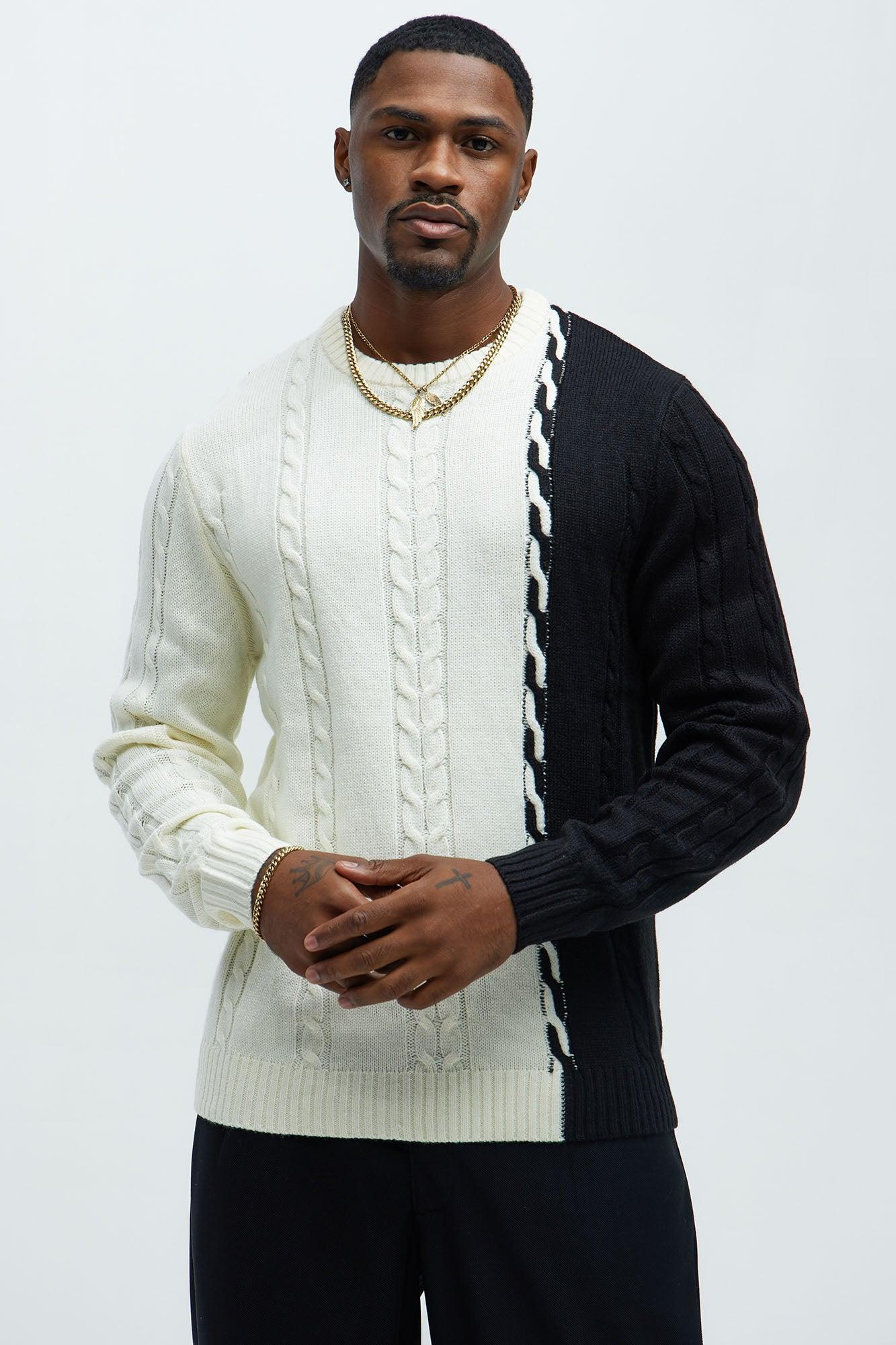 Cody Cable Knit Sweater - White/combo Product Image