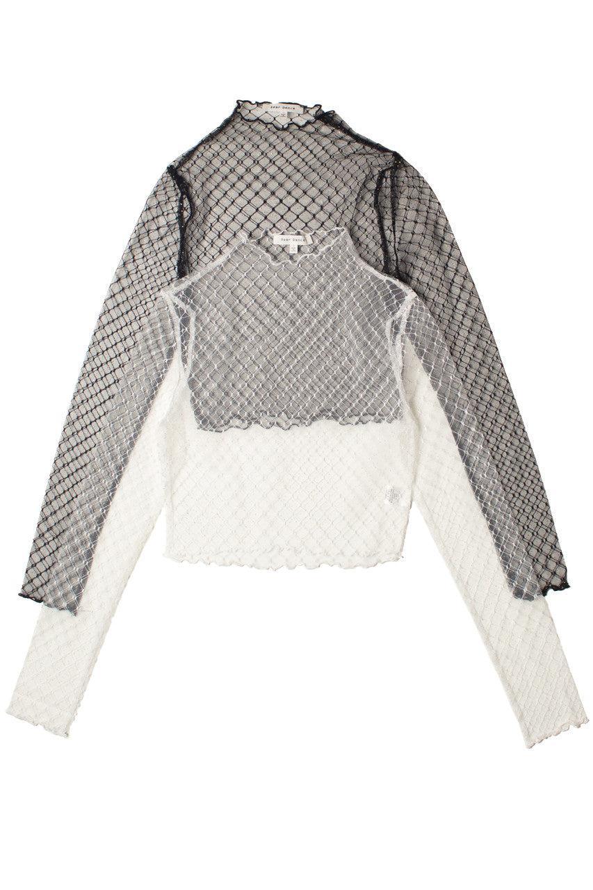 Gold Glitter Mesh Mock Neck Top Product Image