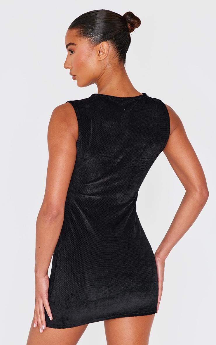 Black Cord Boat Neck Mini Dress Product Image