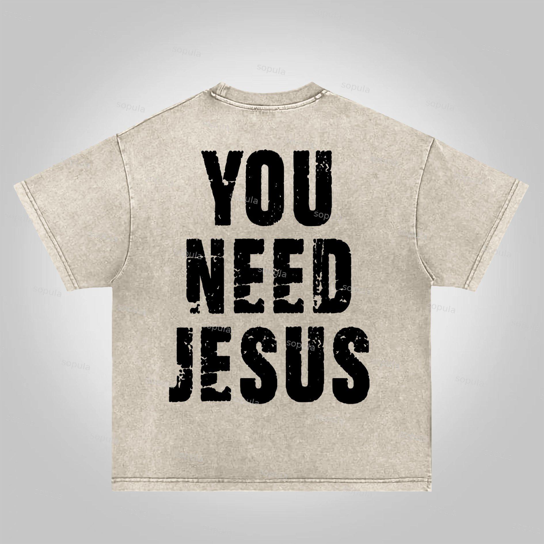 Sopula You Need Jesus Graphic Acid Wash T-shirt Product Image