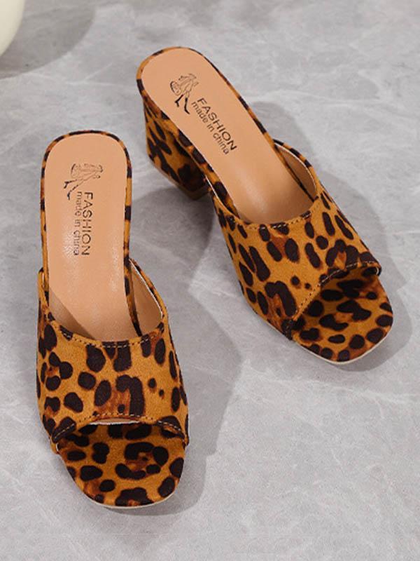 Leopard Open Toe Pumps Sandals Slippers Product Image